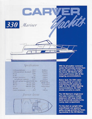 Carver 330 Mariner Specification Brochure