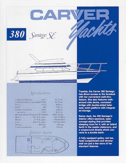 Carver 380 Santego SE Specification Brochure