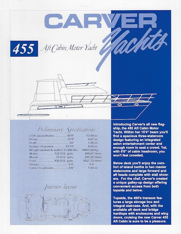 Carver 445 Aft Cabin Motor Yacht Specification Brochure