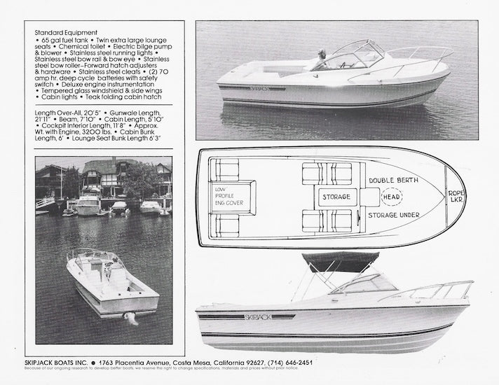 Skipjack 20 Open Cruiser Specification Brochure
