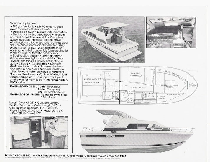 Skipjack 25 Cabin Cruiser Specification Brochure