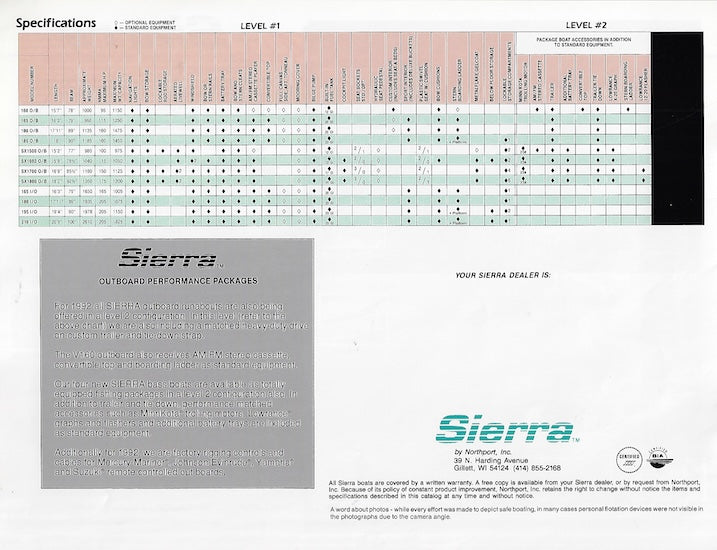 Northport 1992 Sierra Brochure