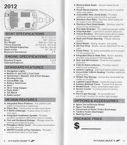 Starcraft 1994 Sport Boats Product Information Guide Dealer Brochure