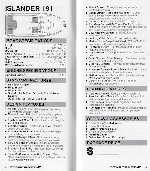 Starcraft 1994 Fishing & Pontoon Product Information Guide Dealer Brochure