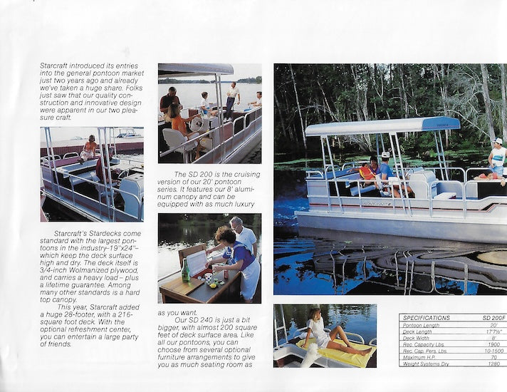Starcraft 1987 Stardeck Pontoon Brochure