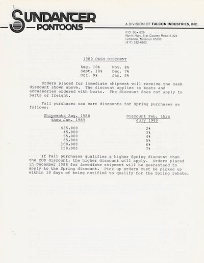 Sundancer 1989 Brochure