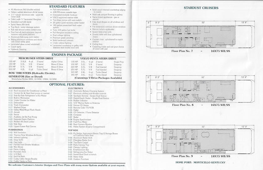Stardust Cruisers Specification Brochure