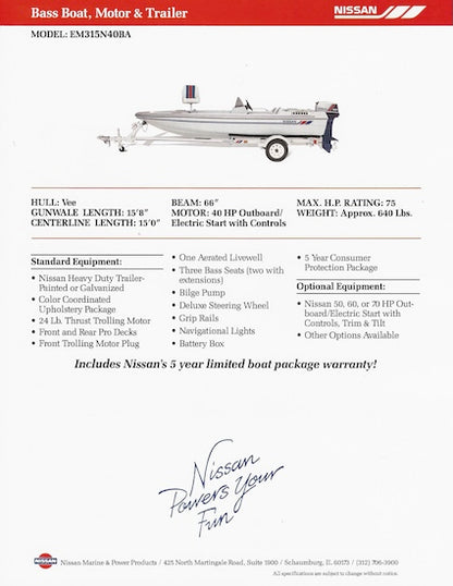 Nissan Bass Boat EM315N40BA Brochure