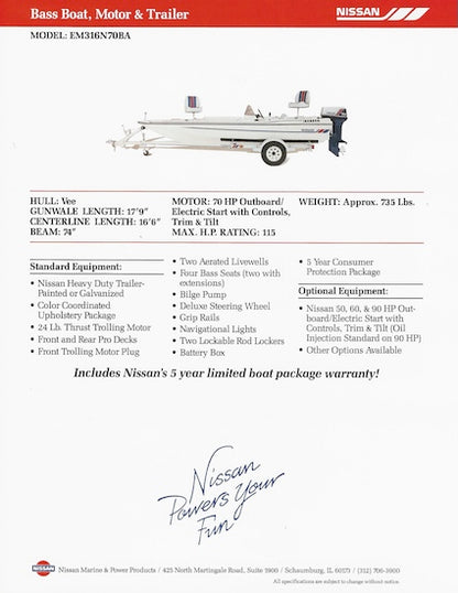 Nissan Bass EM316N70BA Boat Brochure
