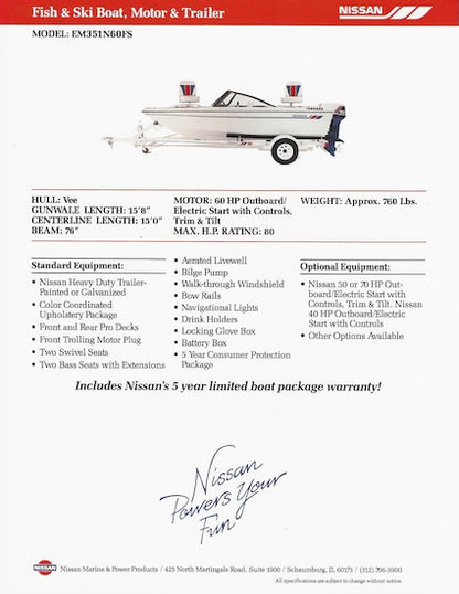 Nissan Fish & Ski EM351N60FS Boat Brochure