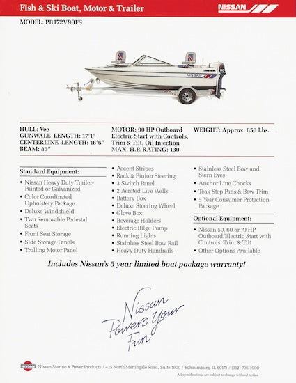 Nissan Fish & Ski EM371N90FS Boat Brochure