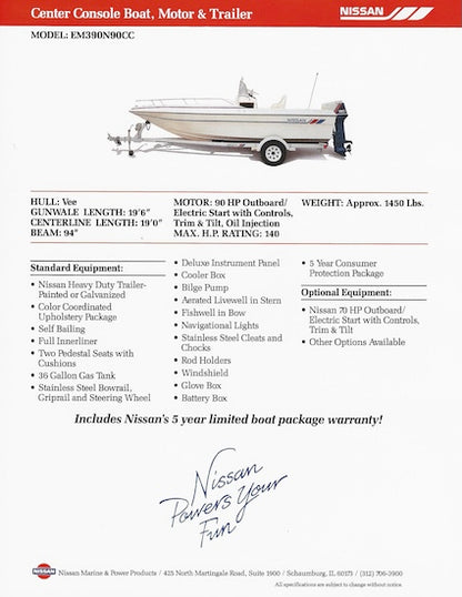 Nissan Center Console EM390N90CC Boat Brochure