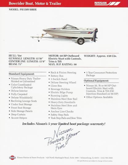 Nissan Bowrider PB150V60BR Boat Brochure
