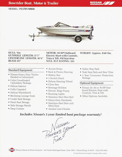 Nissan Bowrider PB170V90BR Brochure