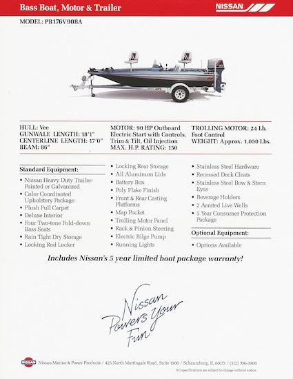 Nissan Bass PB176V90BA Boat Brochure