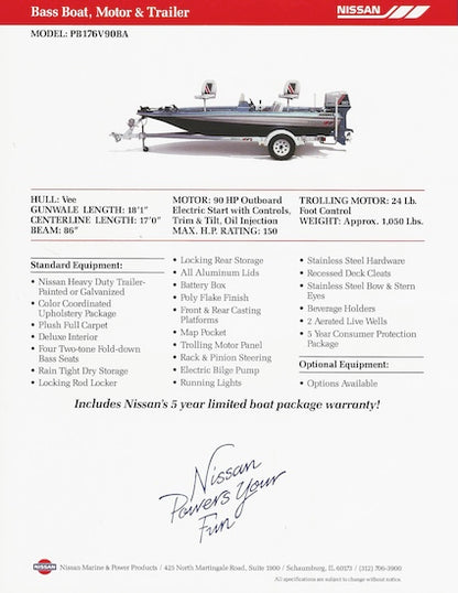 Nissan Bass PB176V90BA Boat Brochure