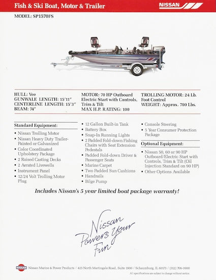 Nissan Fish & Ski SP1570FS Boat Brochure