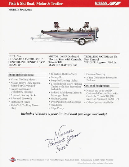 Nissan Fish & Ski SP1570FS Boat Brochure