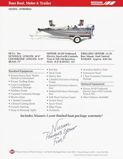 Nissan Bass SP1690BA Boat Brochure