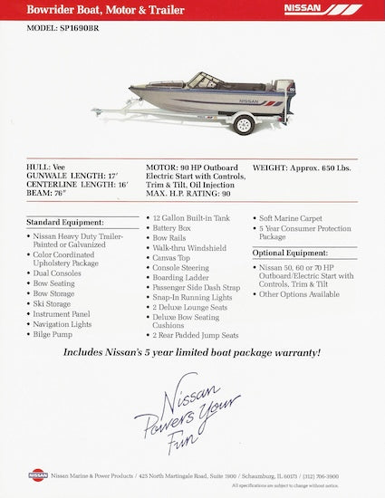 Nissan Bowrider SP1690BR Brochure