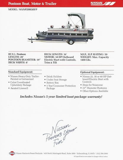 Nissan Pontoon WANP20050FP Boat Brochure