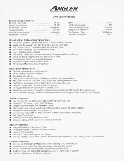Angler 2400 Center Console Brochure