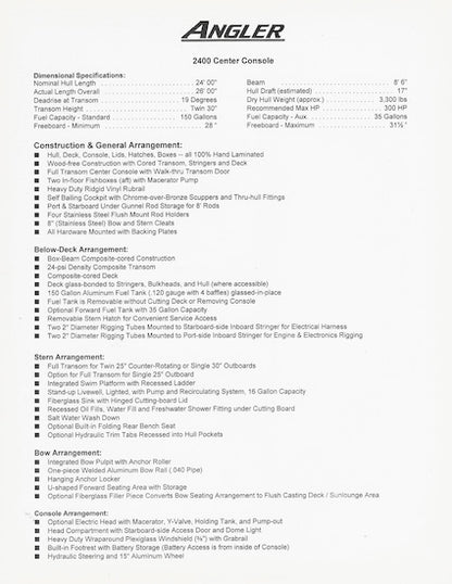 Angler 2400 Center Console Brochure
