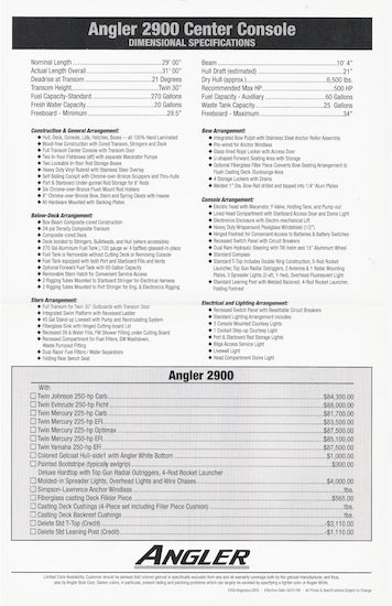Angler 2900 Center Console Brochure