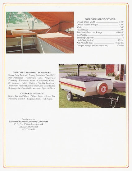 Landau Cherokee Camper Brochure