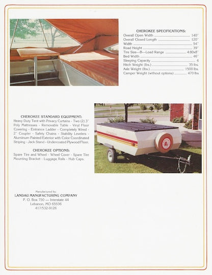 Landau Cherokee Camper Brochure