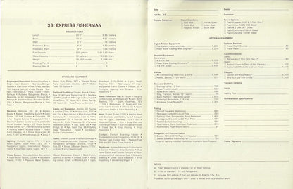 Egg Harbor 33 Express Fisherman Specification Brochure
