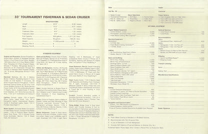 Egg Harbor 33 Tournament Fisherman & Sedan Cruiser Specification Brochure