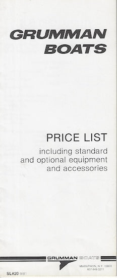 Grumman 1982 Boat Price List