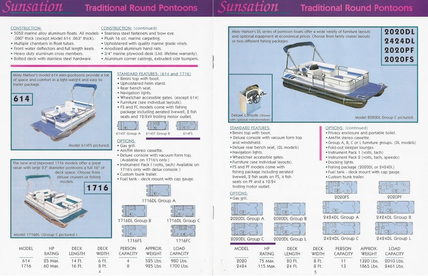 Misty Harbor 1995 Pontoon Brochure