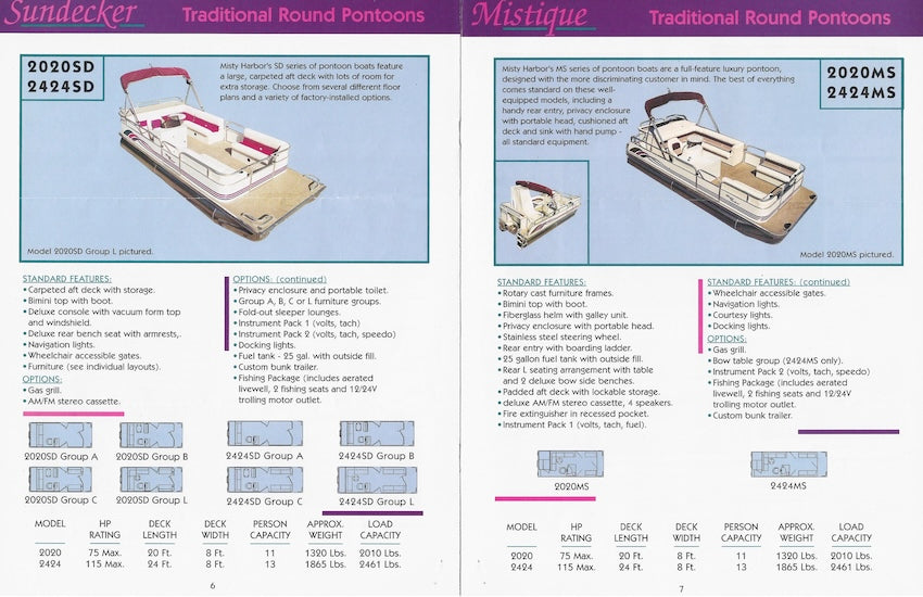 Misty Harbor 1995 Pontoon Brochure