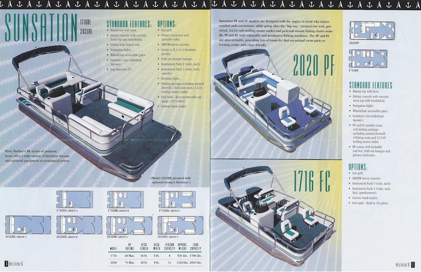 Misty Harbor 1996 Pontoon Brochure