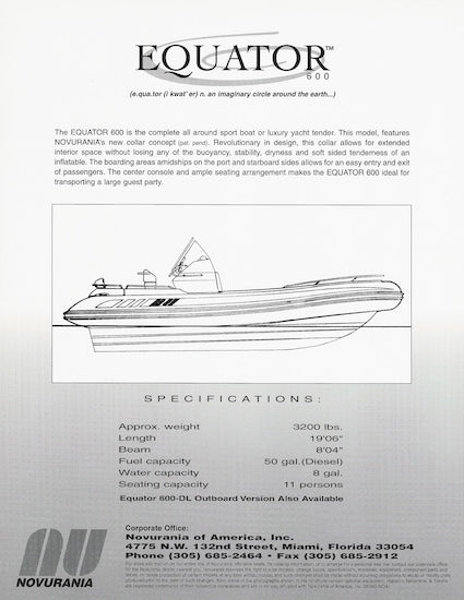 Novurania Equator 600 Preliminary Brochure