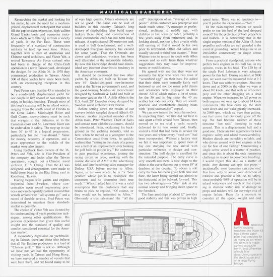Albin 43 Trawler Nautical Quarterly Magazine Reprint Brochure