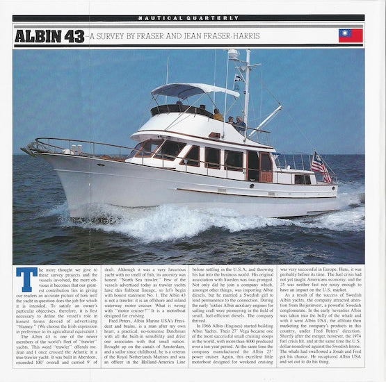 Albin 43 Trawler Nautical Quarterly Magazine Reprint Brochure