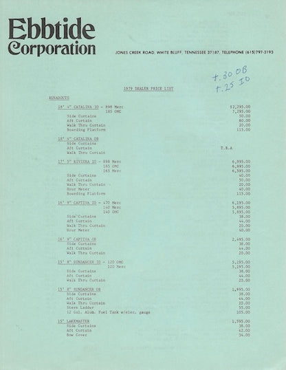 Ebbtide / Dyna-Trak 1979 Brochure