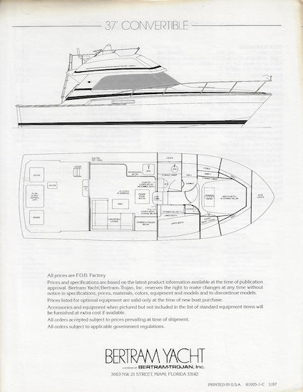 Bertram 37 Convertible Specification Brochure
