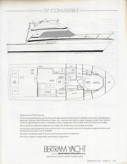 Bertram 37 Convertible Specification Brochure