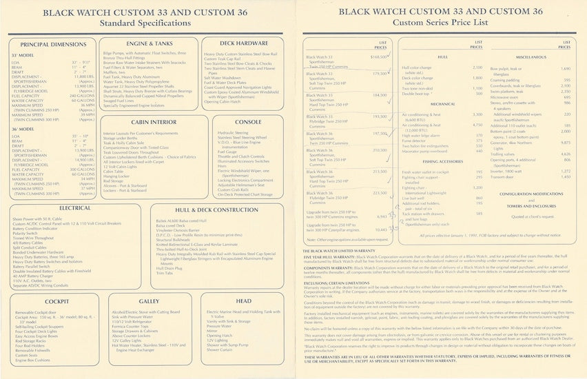 Black Watch 33 & 36 Specification Brochure