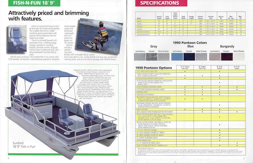 Lowe 1990 Pontoon Boats Brochure SailInfo I