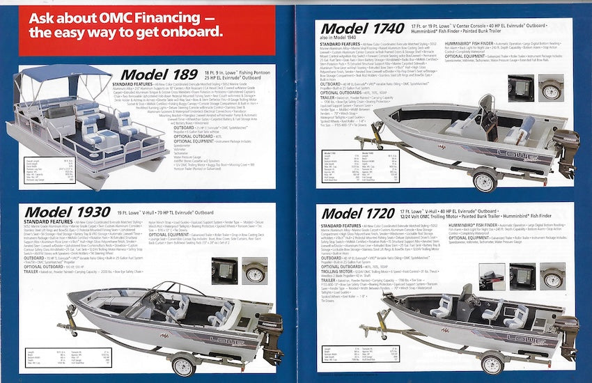Lowe 1990 Evinrude Outboard Package Brochure
