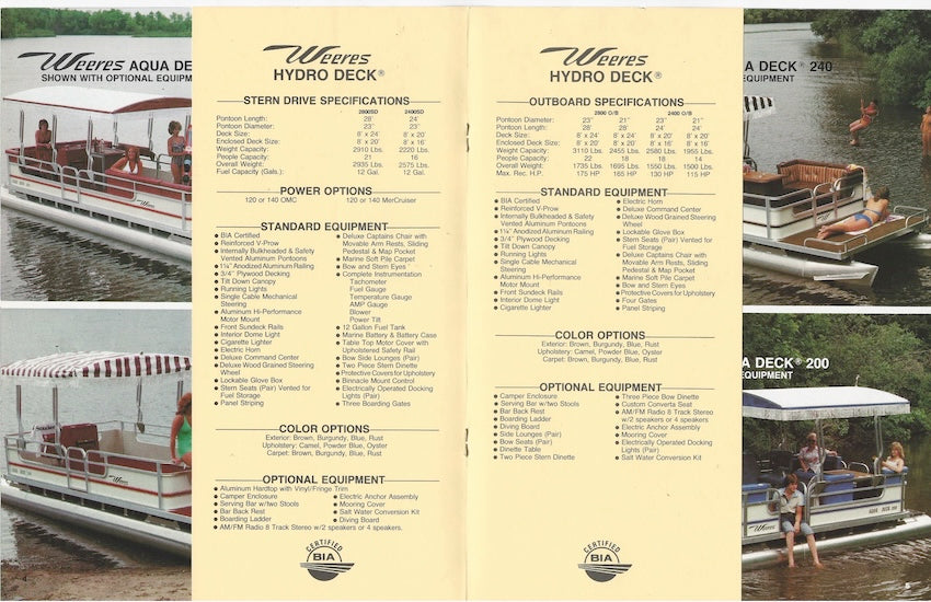 Weeres 1980 Pontoon Brochure