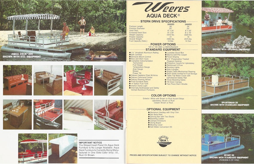 Weeres 1981 Pontoon Brochure