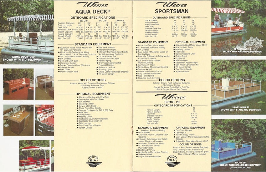 Weeres 1981 Pontoon Brochure