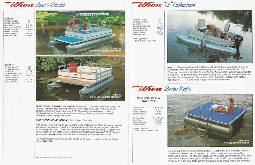 Weeres 1984 Pontoon Brochure