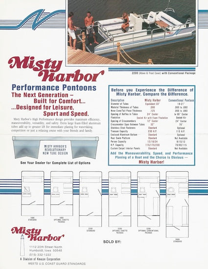 Misty Harbor 1990s Pontoon Brochure
